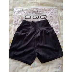 OQQ Women's Small Ribbed Grey Yoga Activewear Workout Shorts